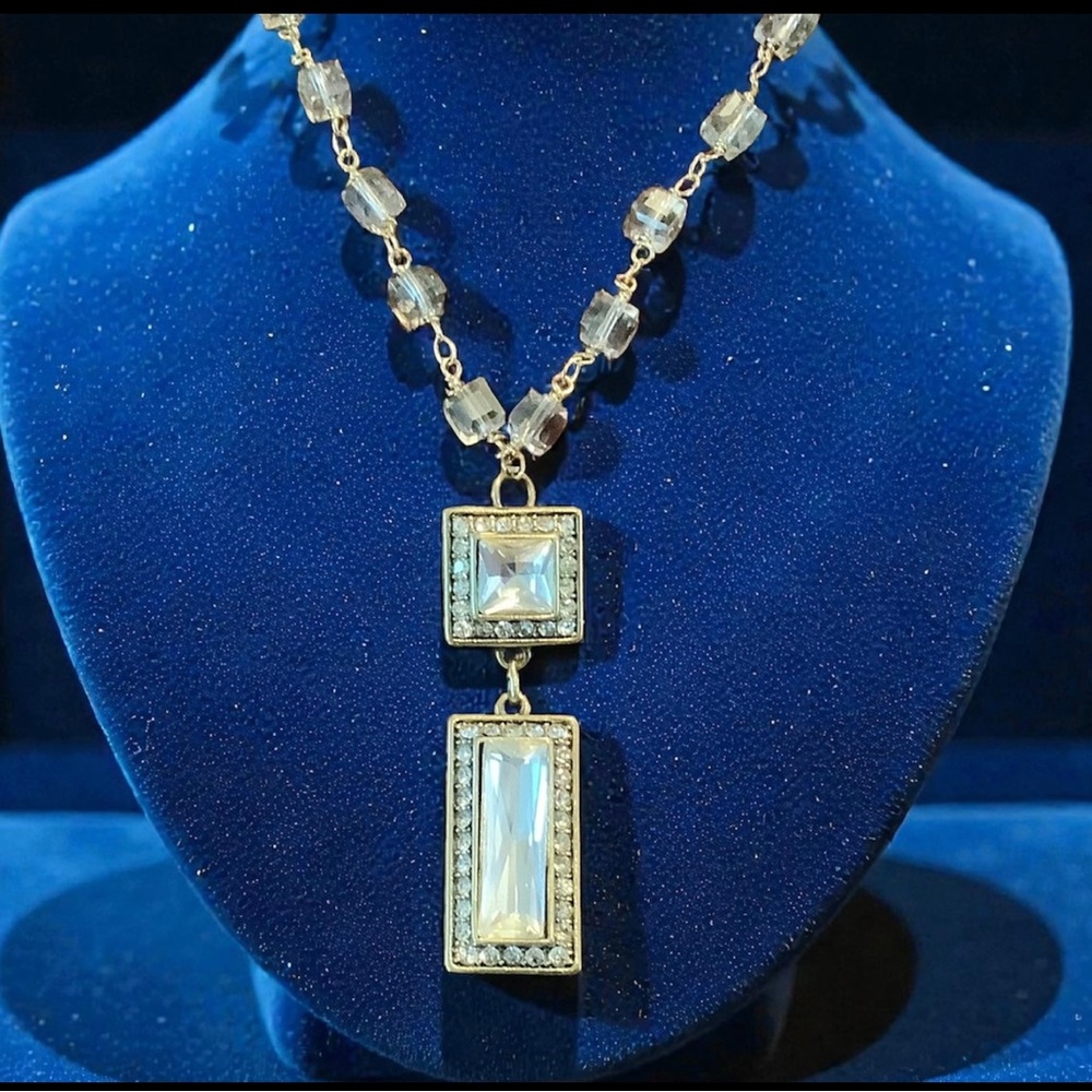 Heidi Daus Gold And Silver Rectangular Crystal Pe… - image 1